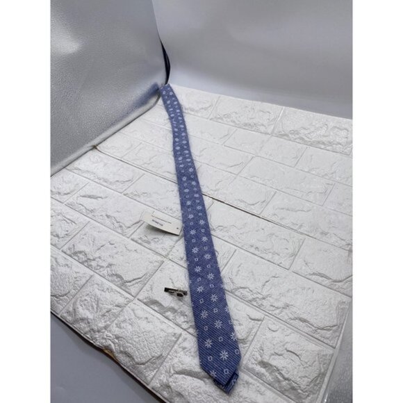 Skinny Tie Madness‎ - Men’s Floral Tie Blue White SKM2102 - Picture 3 of 7
